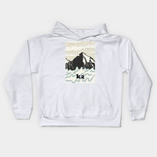 K2 Mountain travel poster Kids Hoodie